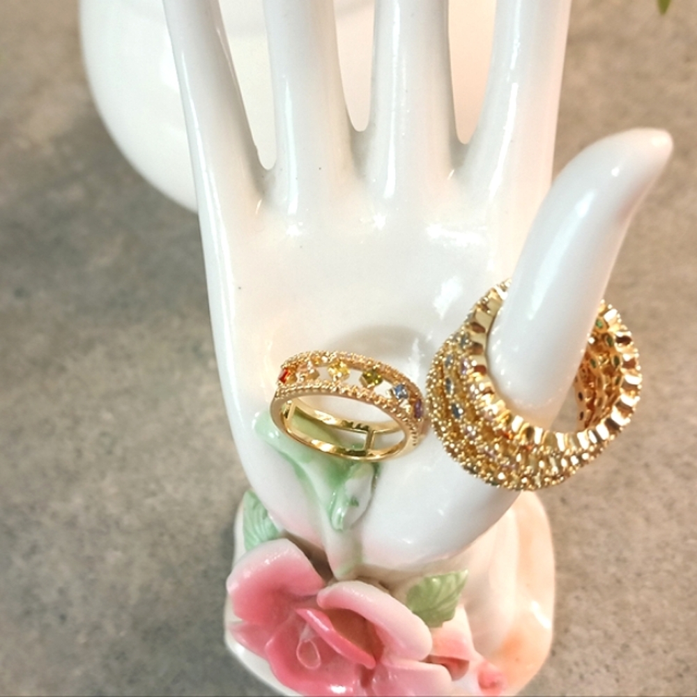🌈New Rainbow CZ Ring & (2) Matching Rainbow CZ Bands (6)🌈 - Picture 7 of 14